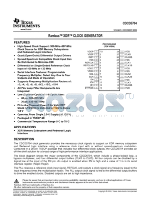 CDCD5704PWRG4 datasheet - Rambus TM XDR TM CLOCK GENERATOR