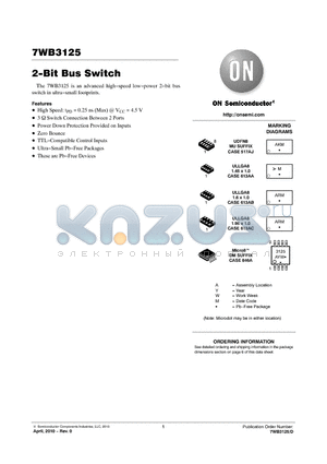 7WB3125CMX1TCG datasheet - 2-Bit Bus Switch