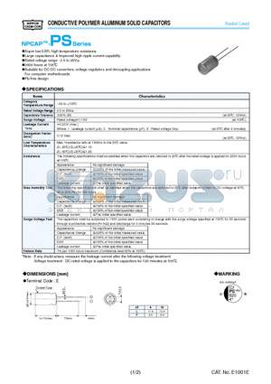 APS-200ESS101MHB5S datasheet - CONDUCTIVE POLYMER ALUMINUM SOLID CAPACITORS