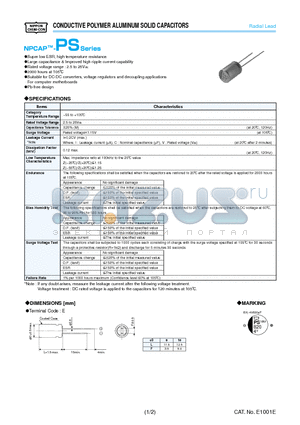 APS-250ESS680MHB5S datasheet - CONDUCTIVE POLYMER ALUMINUM SOLID CAPACITORS