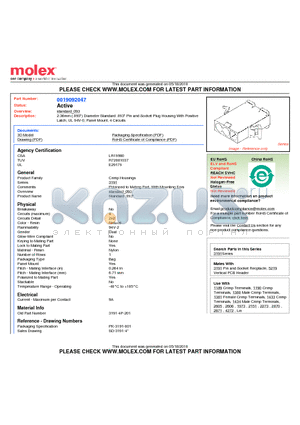 3191-4P-201 datasheet - 2.36mm (.093) Diameter Standard .093 Pin and Socket Plug Housing With Positive Latch, UL 94V-0, Panel Mount, 4 Circuits