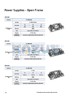 APS-530 datasheet - Power Supplies - Open Frame