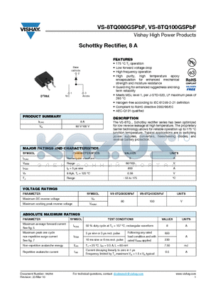 8TQ080GSTRLPBF datasheet - Schottky Rectifier, 8 A