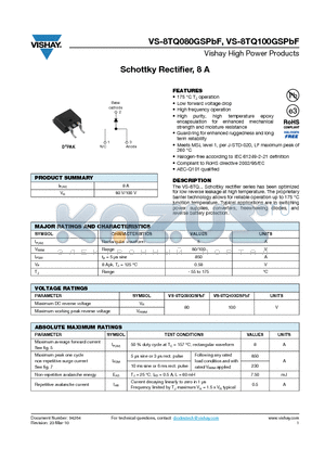 8TQ080GSTRRPBF datasheet - Schottky Rectifier, 8 A