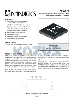 APS3604 datasheet - Active Splitter for CATV Set-Top Boxes