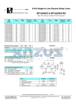 EP123113-RC datasheet - 8 Pin Single-in Line Passive Delay Lines