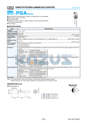 APSA100ESS151MF9JG datasheet - CONDUCTIVE POLYMER ALUMINUM SOLID CAPACITORS