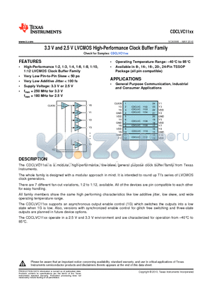 CDCLVC1106PWR datasheet - 3.3 V and 2.5 V LVCMOS High-Performance Clock Buffer Family