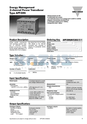 APT-DINAV53G3 datasheet - 3-channel Power Transducer