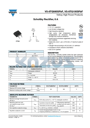 8TQ100STRRPBF datasheet - Schottky Rectifier, 8 A