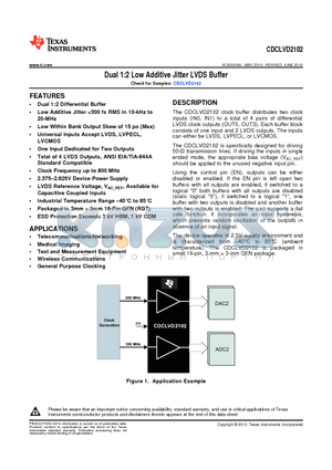 CDCLVD2102 datasheet - Dual 1:2 Low Additive Jitter LVDS Buffer