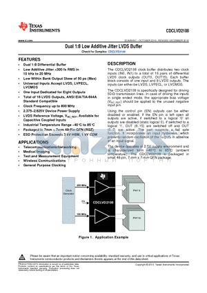 CDCLVD2108RGZR datasheet - Dual 1:8 Low Additive Jitter LVDS Buffer