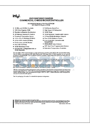 8XC196KD20 datasheet - COMMERCIAL CHMOS MICROCONTROLLER