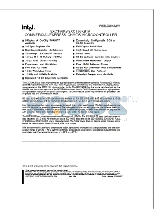 8XC196KB16 datasheet - COMMERCIAL/EXPRESS CHMOS MICROCONTROLLER