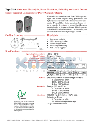 3199BG473M025APA1 datasheet - Aluminum Electrolytic, Screw Terminals, Switching and Audio Output