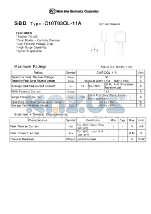 C10T03QL-11A datasheet - Low Forward Voltage drop Diode