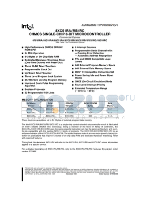 8XC51RB datasheet - CHMOS SINGLE-CHIP 8-BIT MICROCONTROLLER