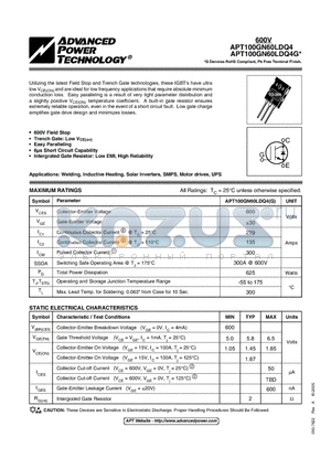 APT100GN60LDQ4G datasheet - IGBT