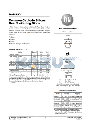 DAN222 datasheet - Common Cathode Silicon Dual Switching Diode