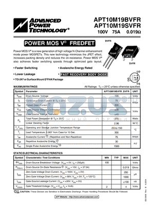 APT10M19BVFR datasheet - POWER MOS V FREDFET