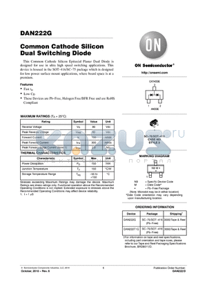DAN222T1G datasheet - Common Cathode Silicon Dual Switching Diode