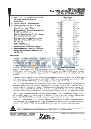 CDCV850 datasheet - 2.5-V PHASE LOCK LOOP CLOCK DRIVER WITH 2 LINE SERIAL INTERFACE