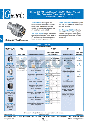 800-006-06C6-4S datasheet - Plug Connector Ordering Information