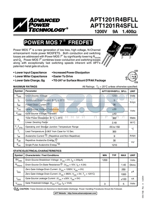 APT1201R4SFLL datasheet - POWER MOS 7 FREDFET