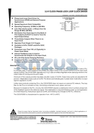 CDCVF2505DG4 datasheet - 3.3-V CLOCK PHASE-LOCK LOOP CLOCK DRIVER