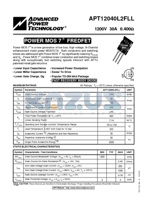 APT12040L2FLL datasheet - POWER MOS 7 FREDFET