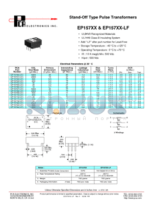 EP15765 datasheet - Stand-Off Type Pulse Transformers