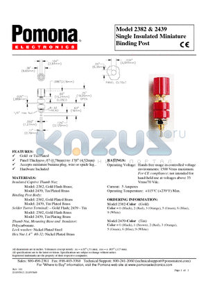 2382 datasheet - Single Insulated Miniature Binding Post