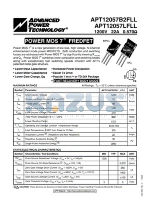 APT12057LFLL datasheet - POWER MOS 7 FREDFET