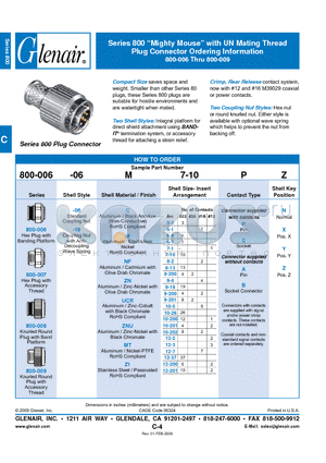 800-006-16NF6-1A datasheet - Plug Connector Ordering Information
