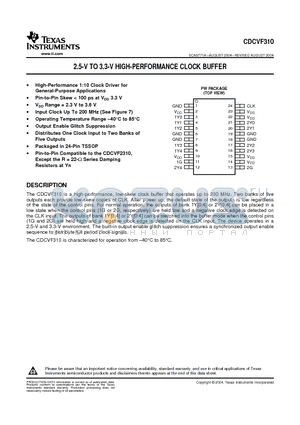 CDCVF310PW datasheet - 2.5-V TO 3.3-V HIGH-PERFORMANCE CLOCK BUFFER