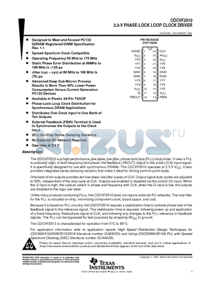 CDCVF2510 datasheet - 3.3-V PHASE-LOCK LOOP CLOCK DRIVER