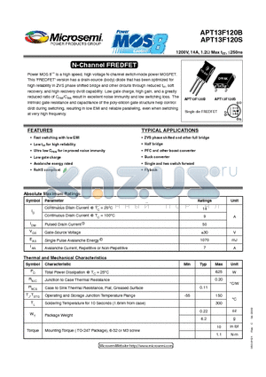 APT13F120S datasheet - N-Channel FREDFET