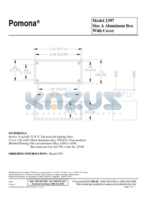 2397 datasheet - Size A Aluminum Box With Cover