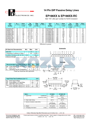 EP19842-RC datasheet - 14 Pin DIP Passive Delay Lines