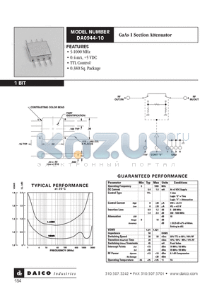 DAO944-10 datasheet - GaAs 1 Section Attenuator