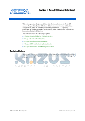 EP1AGX20CF1152I6N datasheet - Section I. Arria GX Device Data Sheet