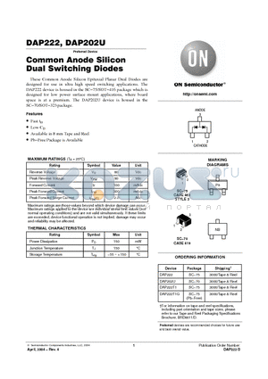 DAP202U datasheet - Common Anode Silicon Dual Switching Diodes