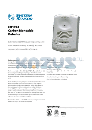 CO1224 datasheet - Carbon Monoxide Detector