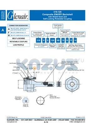 319AS120XMT10B datasheet - Composite EMI/RFI Backshell