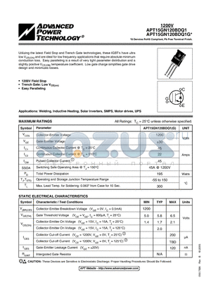 APT15GN120BDQ1G datasheet - ULTRAFAST SOFT RECOVERY RECTIFIER DIODE