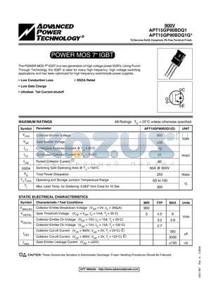 APT15GP90BDQ1 datasheet - POWER MOS 7 IGBT