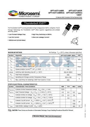 APT15GT120BR datasheet - Thunderbolt IGBT