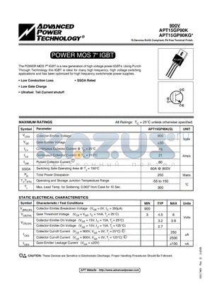 APT15GP90K datasheet - POWER MOS 7 IGBT