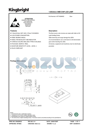 APT1608MBC datasheet - 1.6X0.8mm SMD CHIP LED LAMP