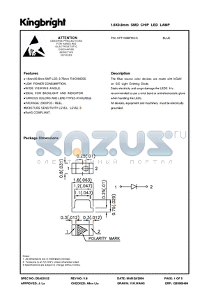 APT1608PBC-A datasheet - 1.6X0.8mm SMD CHIP LED LAMP